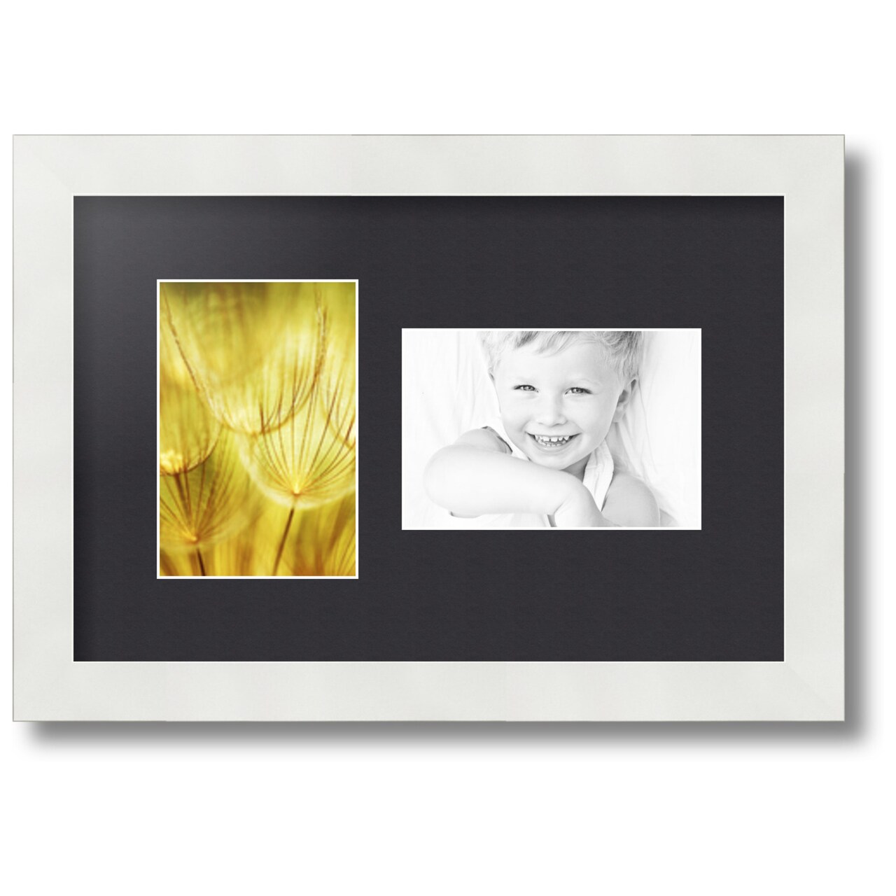 ArtToFrames Collage Photo Picture Frame with 2 - 4x6 inch Openings, Framed in White with Over 62 Mat Color Options and Regular Glass (CSM-3966-102)